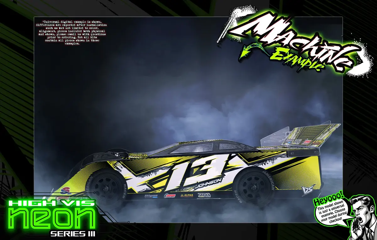 'Neon Series Iii' High Vis Neon Customizable Decal Skin Kit Fits Jconcepts L8 Night, Monte Carlo, L8d Decked, Chevy Camaro Body 1