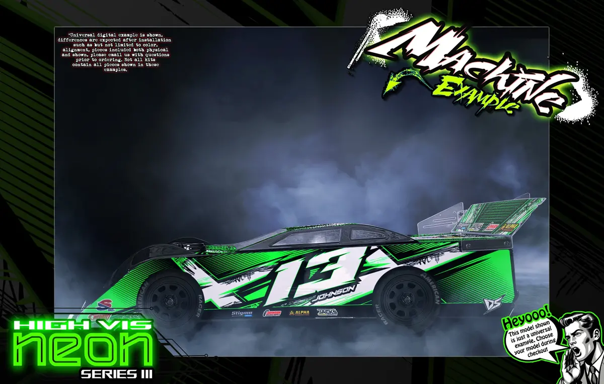 'Neon Series Iii' Themed Graphics Fits Shark Rc® Late Model | Assassin | Atomic | Bam/F | Kill Shot | Nightmare | Twister | U.F.O. | Volunteer 1