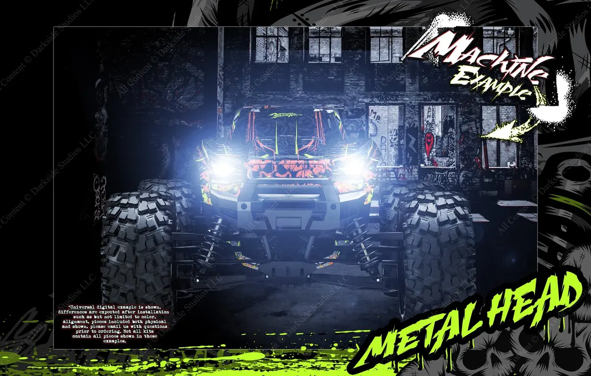 'Metal Head' Graphics Wrap Decals Fits Traxxas X-Maxx Proline Ford Raptor, Chevy Silverado, Brute Bash & Stock Body 1