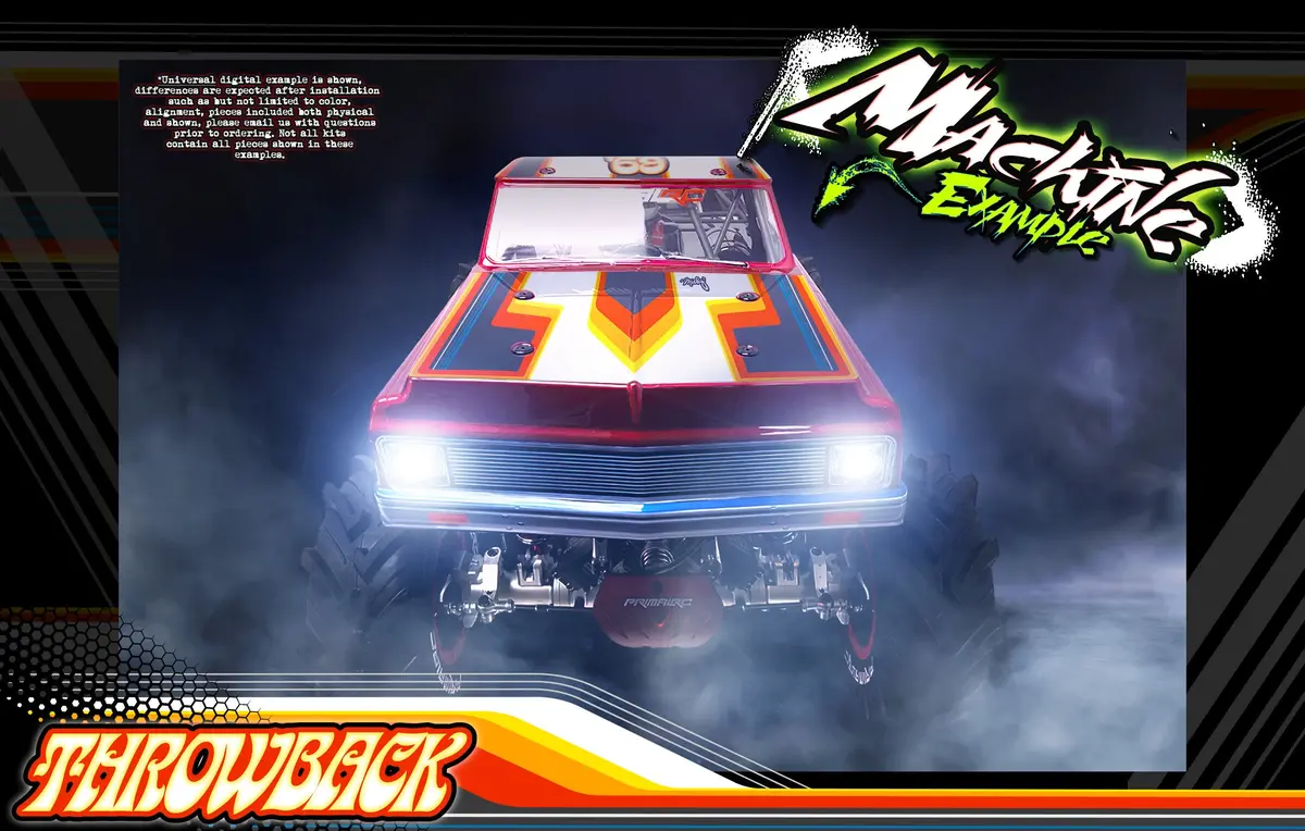 'Throwback' Accessory Hop Up Body Wrap Skin Kit Fits Primal Rc Mega Monster Truck *Now Available!* 1