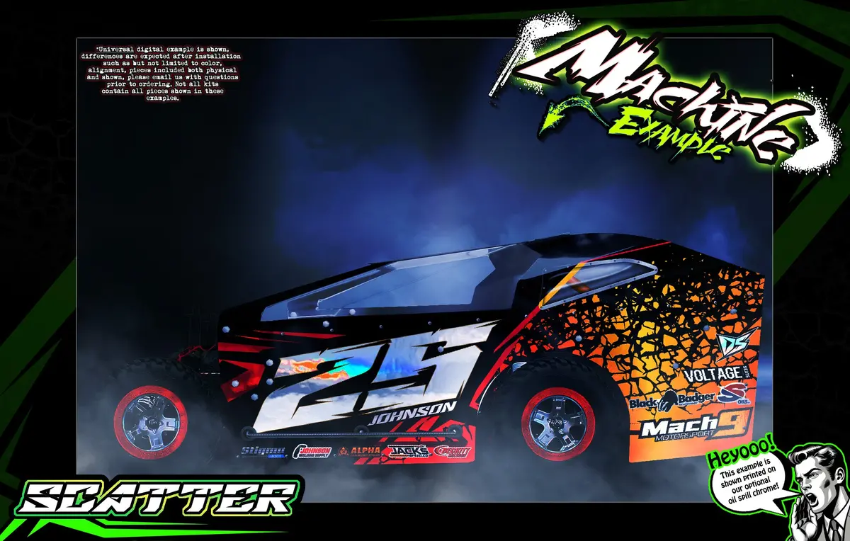 'Scatter' Themed Wrap Fits Jbody Rc® | Crate Late Model | Mini Mudboss | Mudboss 1