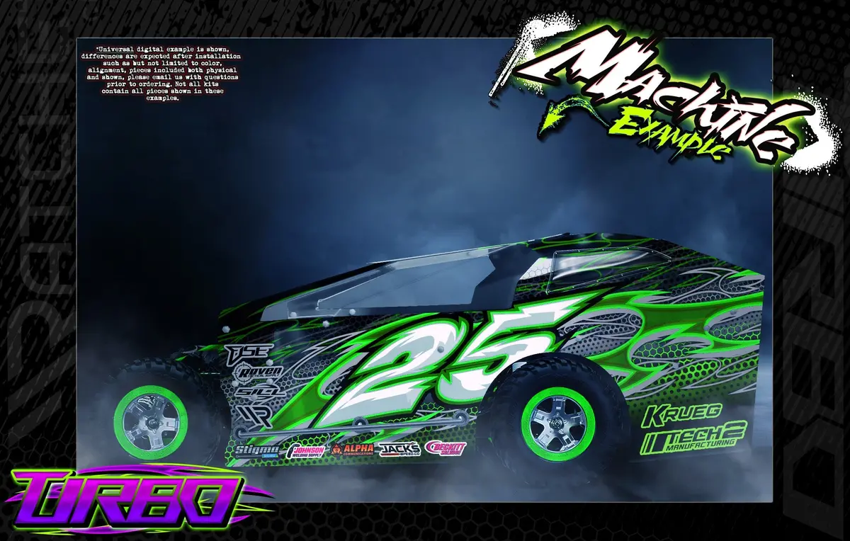 'Turbo' Themed Graphics Wrap Kit Fits Gt Bodies® | Bandit | Hackfab Edm | Late Model | Mudboss | Sprint 1