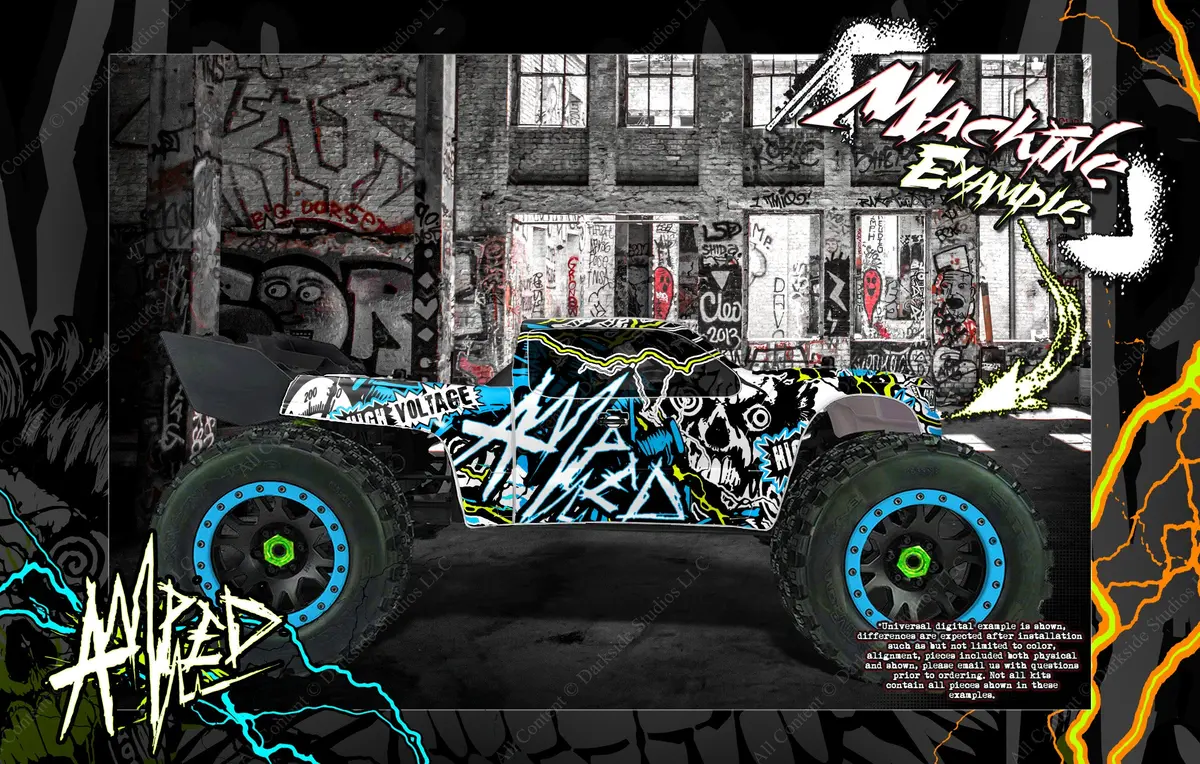 'Amped' Themed Skin Fits Arrma Kraton 8S / 6S For Pro-Line Brute Bash Unbreakable Body 1