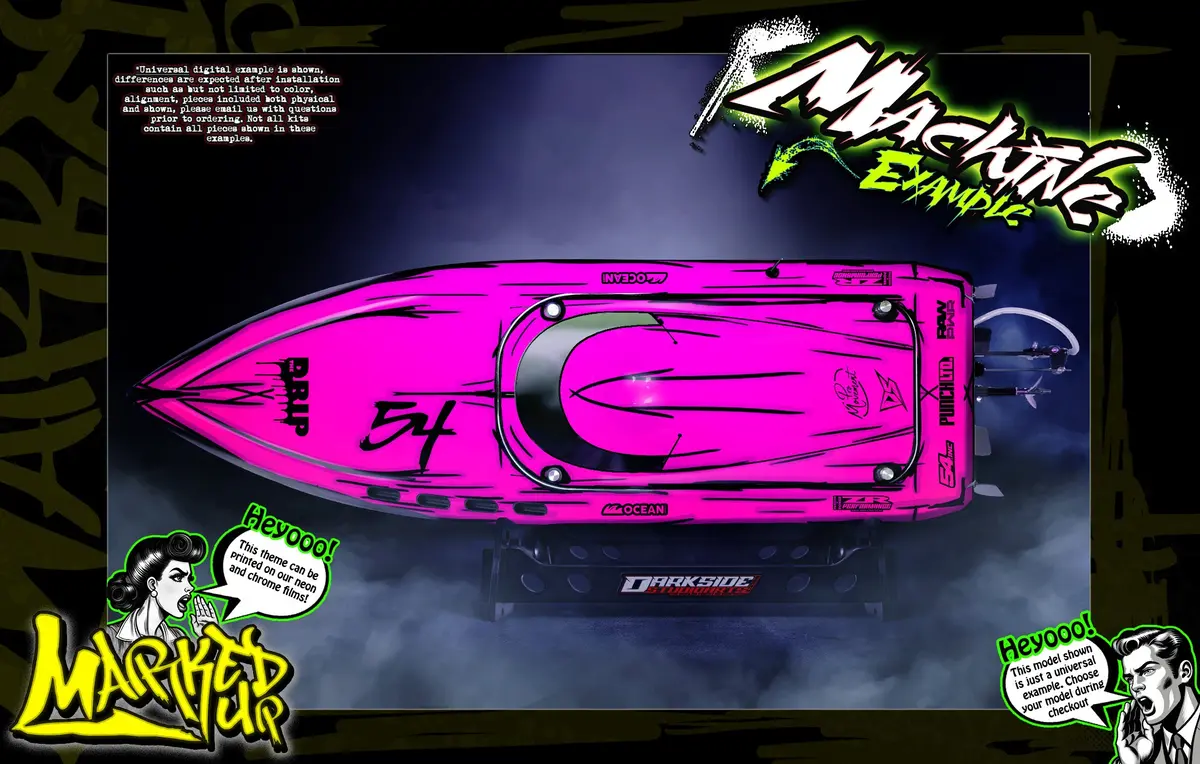 'Marked Up' True Neon Themed Graphics Skin Kit Fits Oxidean Marine® | Animal Cat I & Ii | Dominator | Mini-Dom 1