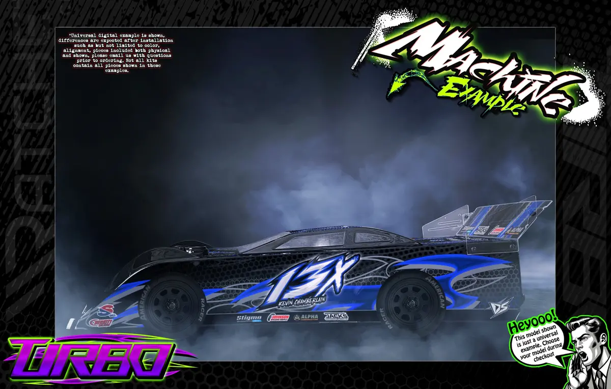 'Turbo' Themed Wrap Fits Shark Rc® Sr10 | Crazy Train | Dawg Pound | Hammerhead | Knockout | Mafia | Ninja | Smokescreen | Wild Card 1