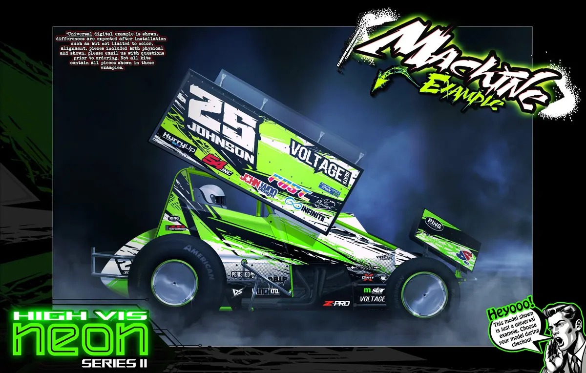 'Neon Series Ii' Themed Graphics Skin Kit Fits 1Rc® | Late Model | Modified | Truck | Street Stock | Edm | Midget | Sprint | Silver Crown 1