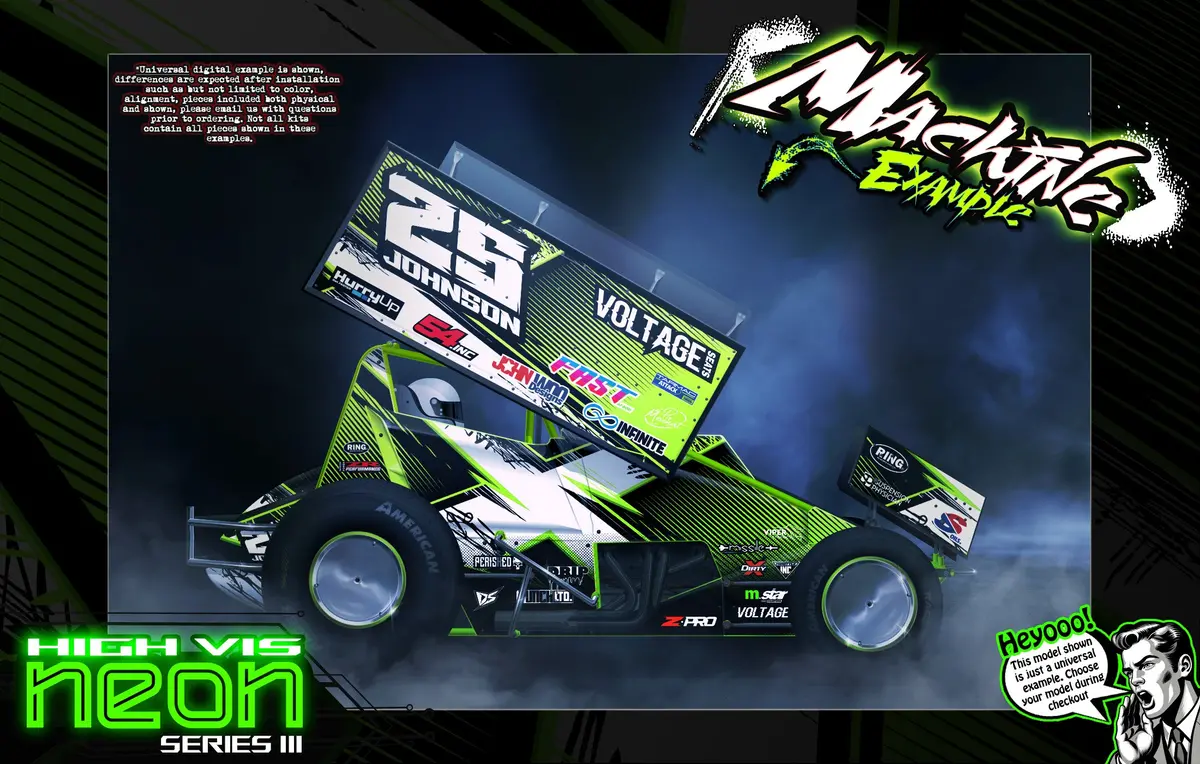 'Neon Series Iii' Themed Graphics Skin Kit Fits 1Rc® | Late Model | Modified | Truck | Street Stock | Edm | Midget | Sprint | Silver Crown 1