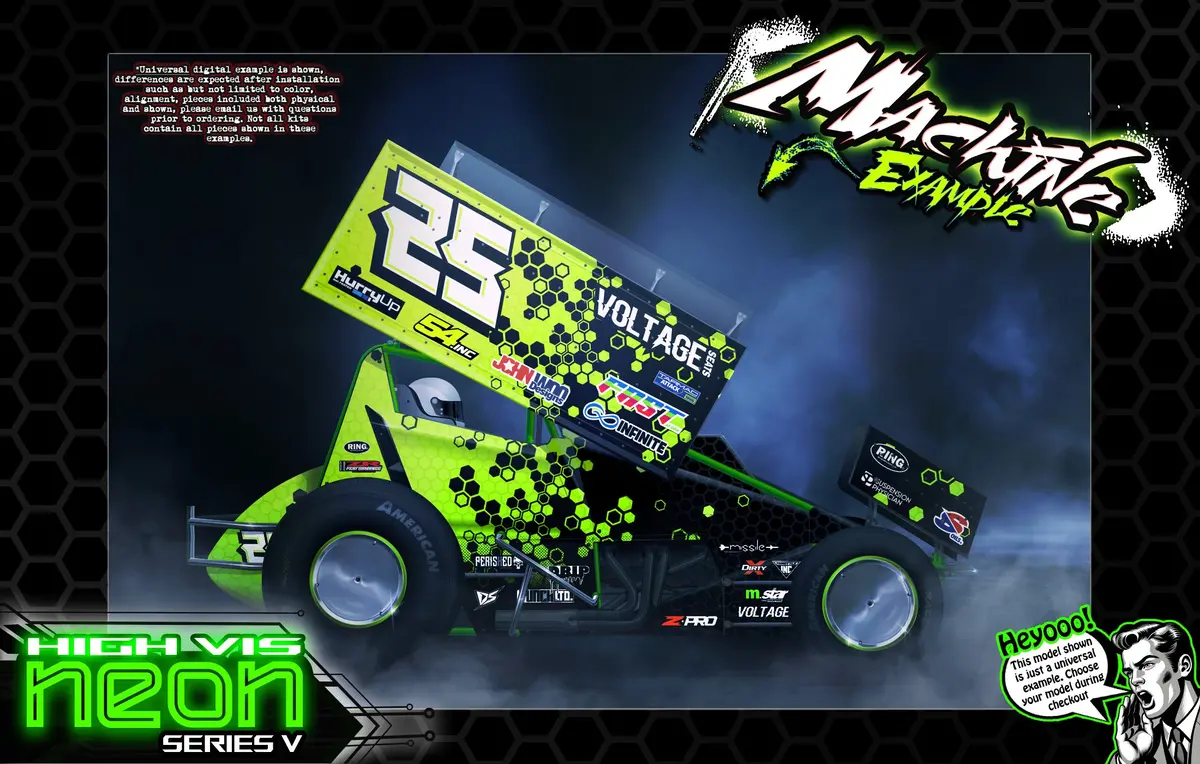 'Neon Series V' Themed Graphics Skin Kit Fits Team Gfrp® | 2023 Jack Paradigm | Assault | Assault High Bite | Hustler | Weapon Midget Body 1
