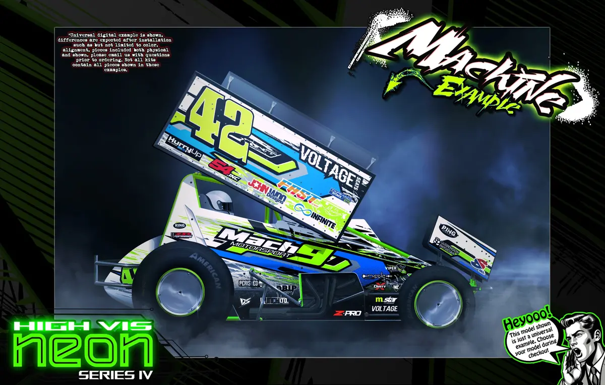 'Neon Series Iv' Themed Graphics Wrap Kit Fits Losi® 22S Sprint Car | Pro-Line Lightweight Body 1