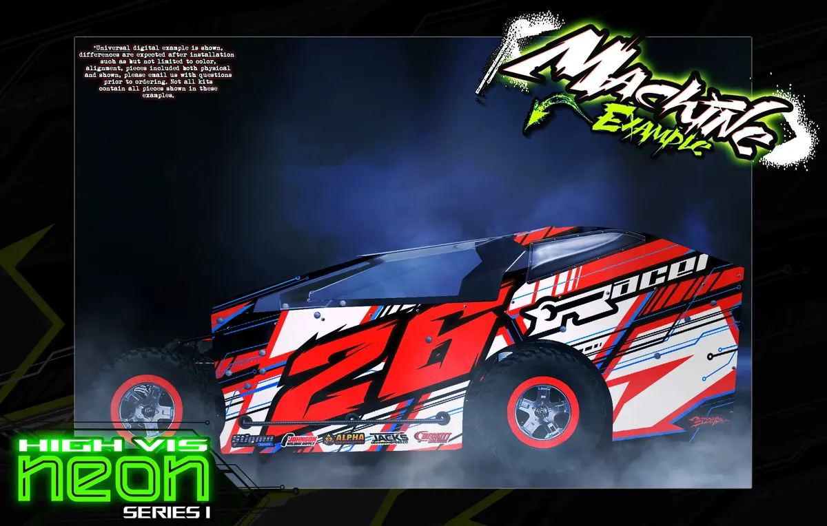 'Neon Series I' High Vis Neon Customizable Decal Skin Kit For Salvas Mudboss / Se2 Sprint Traxxas Slash Dirt Oval Short Course Racing 1