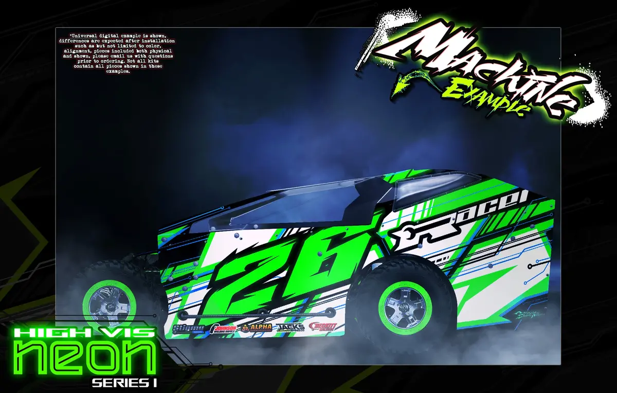 'Neon Series I' High Vis Neon Customizable Decal Skin Kit For Salvas Mudboss / Se2 Sprint Body For Traxxas Slash Dirt Oval Short Course Racing 1