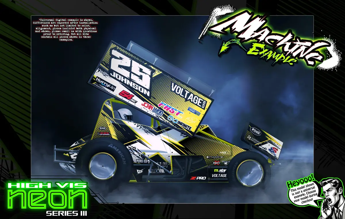 'Neon Series Iii' Themed Graphics Wrap Kit Fits Hackfab® | Sprint Car | Edm | Losi Mini-B 1