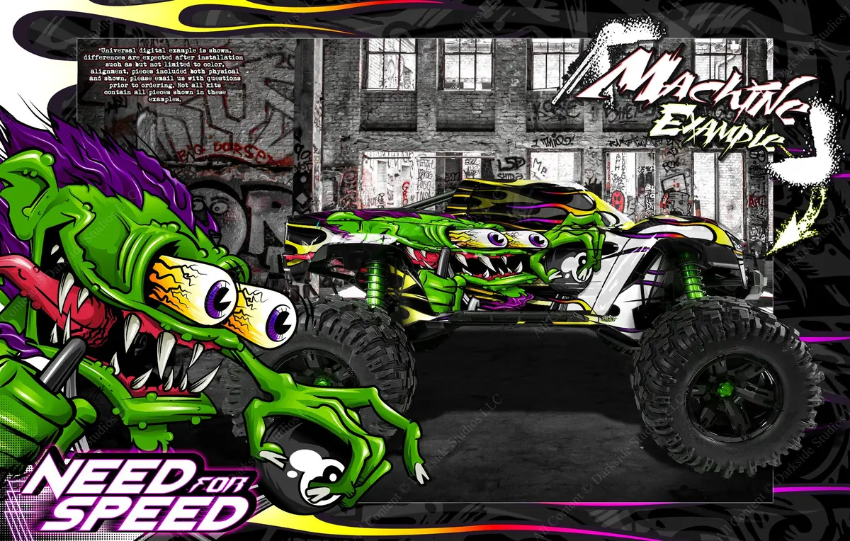'Need For Speed' Graphics Wrap Fits Traxxas X-Maxx Proline Ford Raptor, Chevy Silverado, Brute Bash & Stock Body 1