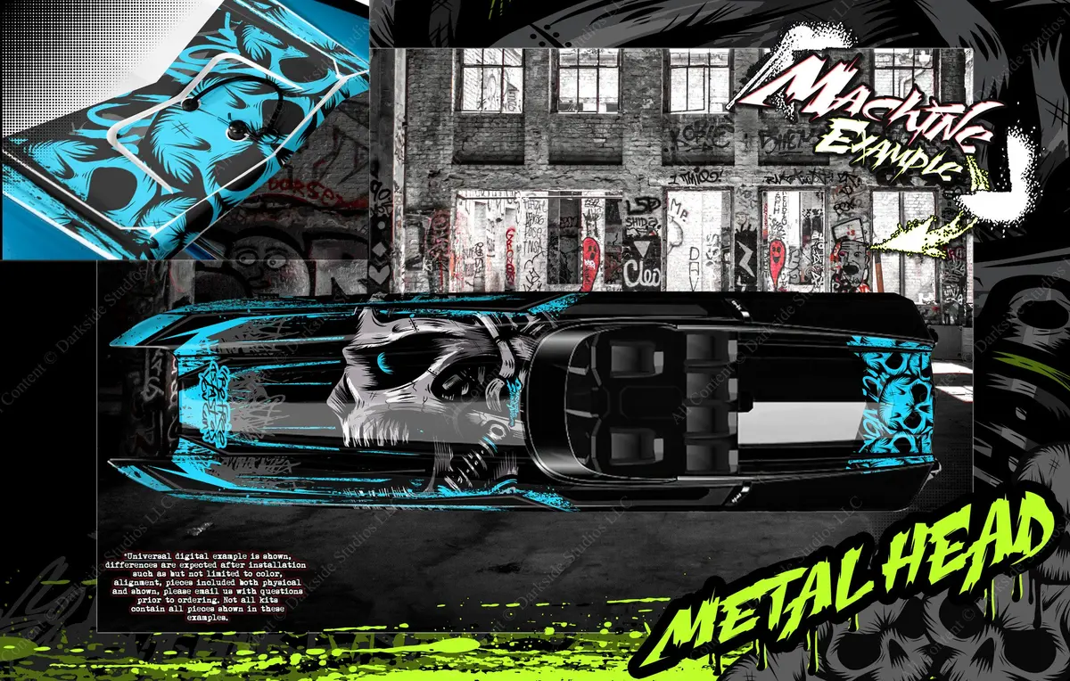 'Metal Head' Partial Skin Wrap Hull Decal Graphics Kit Fits Traxxas M41 Spartan 1