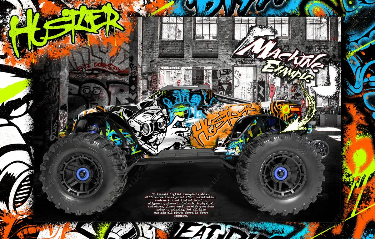 'Hustler' Hop-Up Graphics Wrap Decals Fits Stock Traxxas Maxx 4S -V1 Only- 1/10 Body Tra8914 1