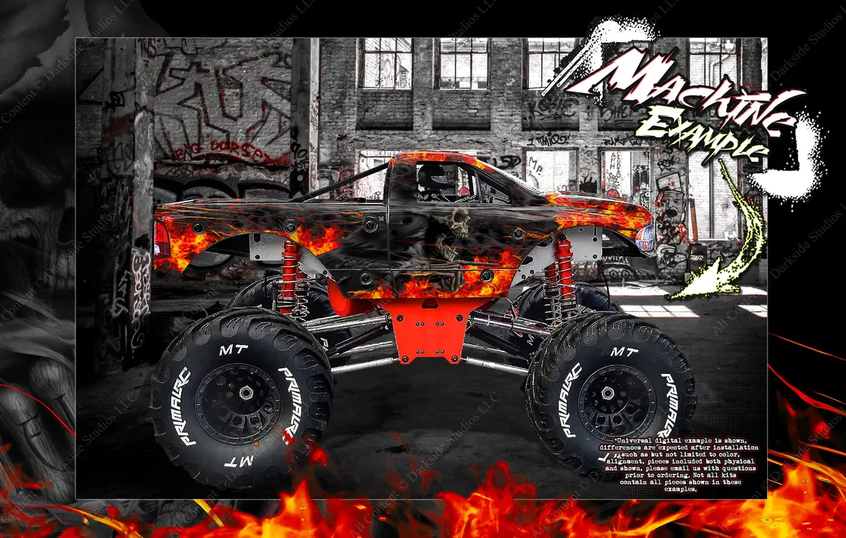 Primal Rc Raminator Monster Truck Wrap "Hell Ride" Graphics Hop-Up Decal Kit 1