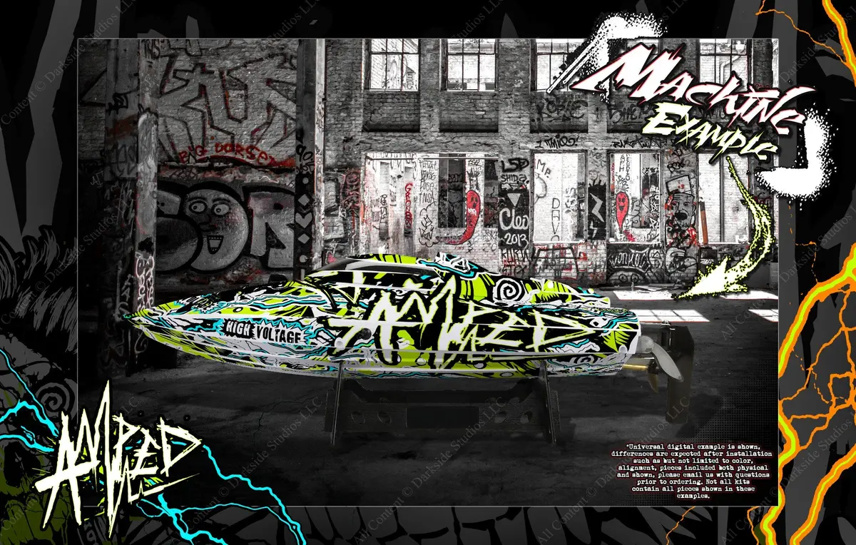 'Amped' Graphics Skin Wrap Kit Fits Pro Boat React 17" / Power Boat Racer Deep-V 17" 1