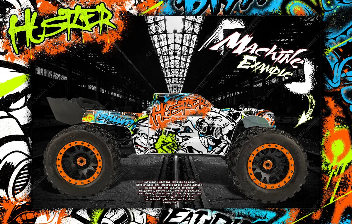 'Hustler' Themed Graphics Wrap Skin Fits Arrma Kraton 8S / 6S For Pro-Line Brute Bash Unbreakable Body 1