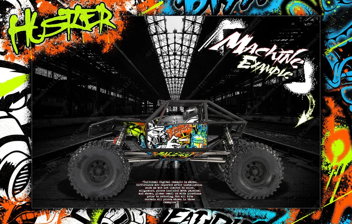 'Hustler' Themed Wrap Skin Hop-Up Parts Fits Axial Capra Body, Interior And Chassis 1