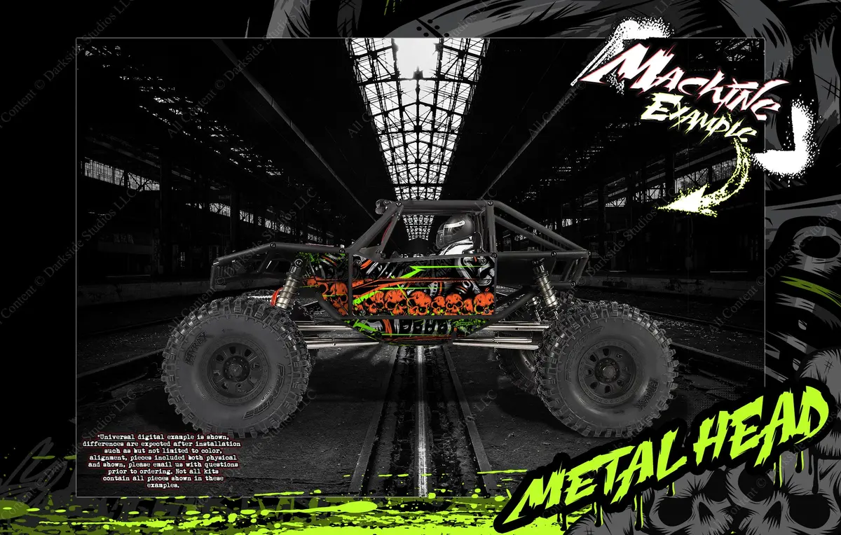 'Metal Head' Body, Interior And Chassis Graphics Decals Skin Wrap Fits Axial Capra 1