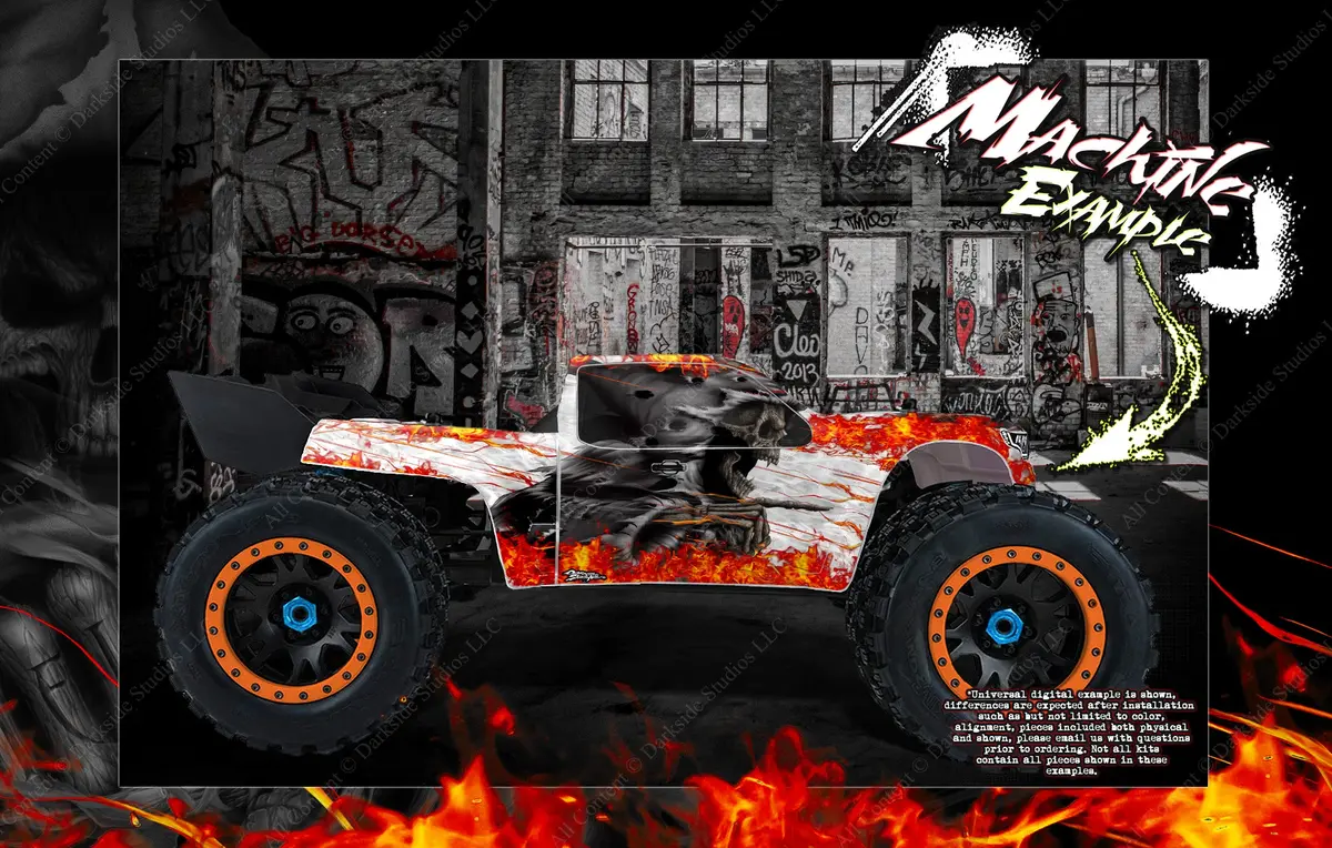'Hell Ride' Graphics Wrap Decal Kit Fits Arrma Kraton 8S / 6S For Pro-Line Brute Bash Unbreakable Body 1