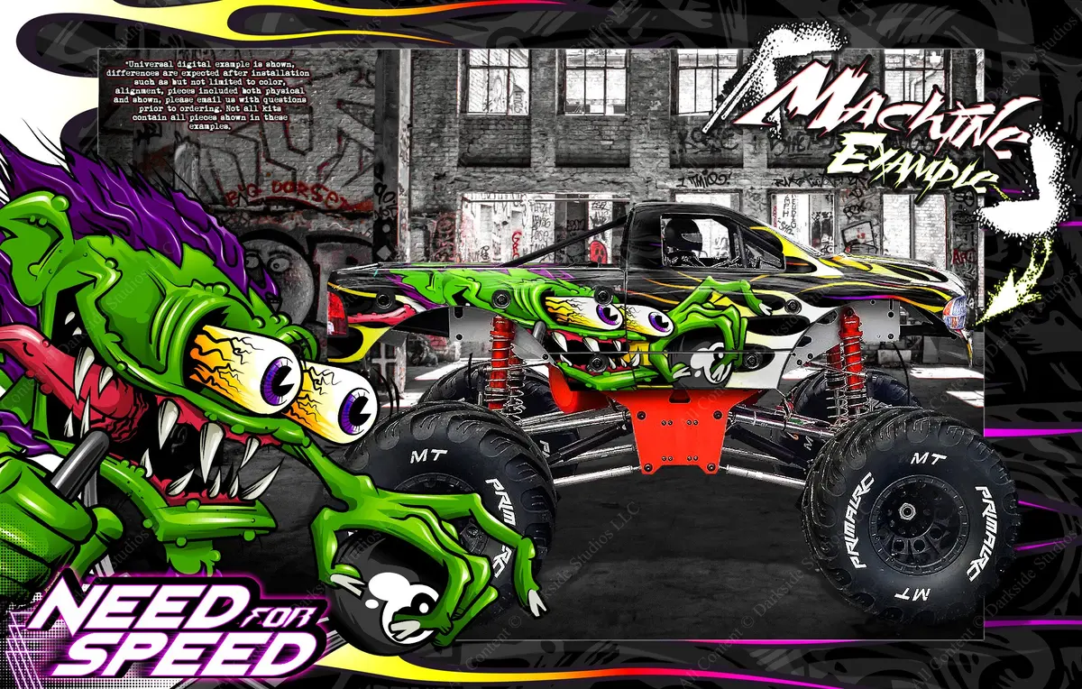Primal Rc Raminator Monster Truck Wrap "Need For Speed" Graphics Hop-Up Decal Kit 1