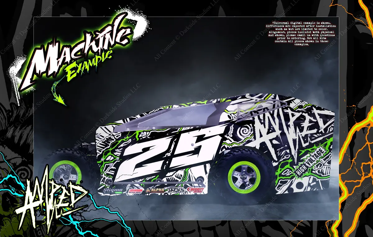 'Amped' Customizable Wrap Skin Graphics Fits Salvas Mudboss Mudboss / Se2 Sprint Lexan Body On Traxxas Slash 1