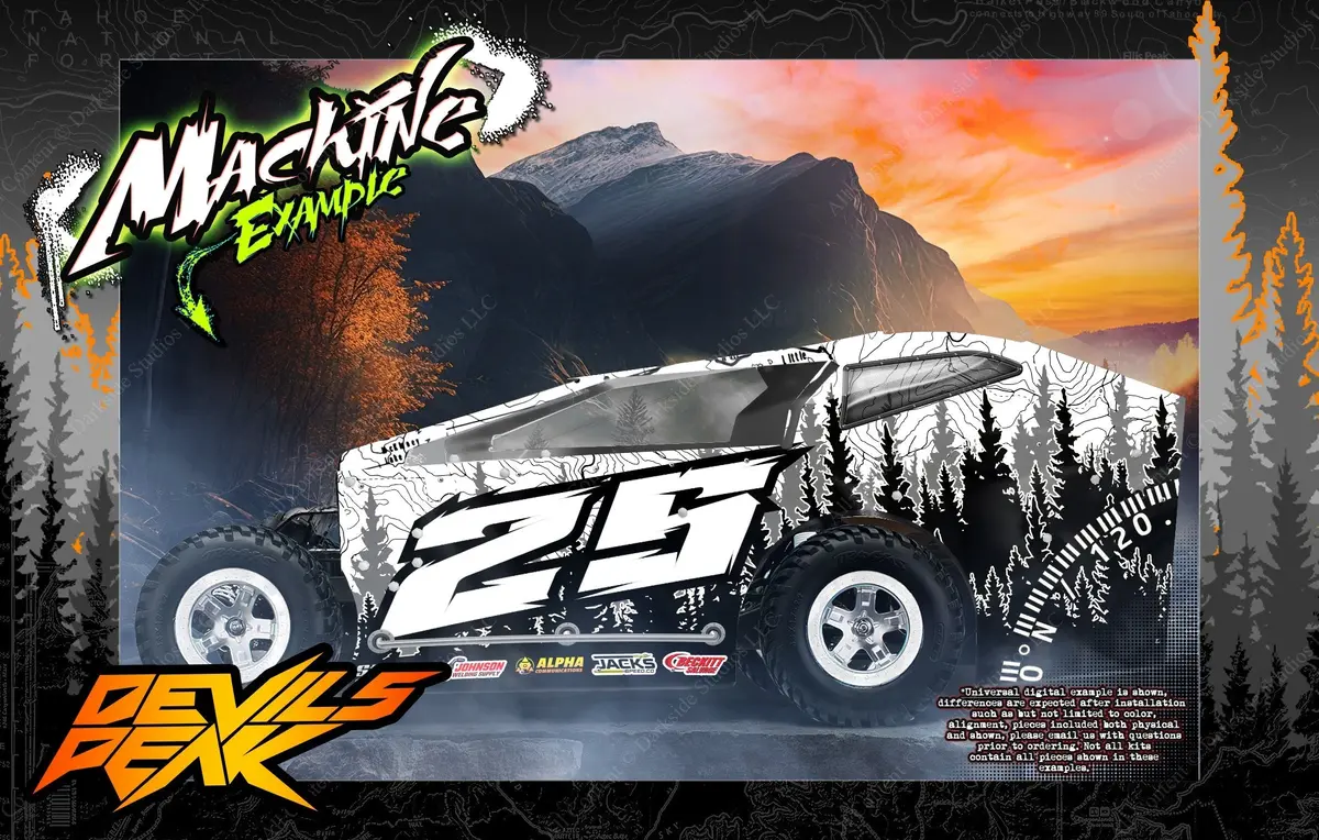 'Devils Peak' Themed Wrap Fits Jbody Rc® | Crate Late Model | Mini Mudboss | Mudboss 1