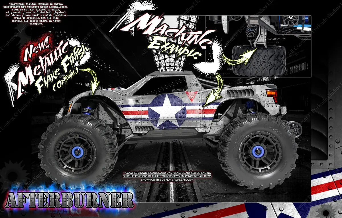 'Afterburner' Graphics Fits Stock Body Tra8914 On Traxxas Maxx 4S -V1 Only- 1/10 Hop-Up Wrap Decals 1