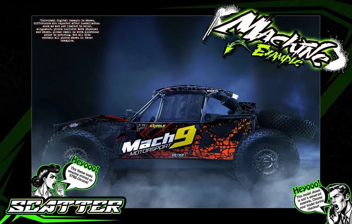 'Scatter' Customizable Graphics Wrap Skin Kit For Losi 1/6 Super Lasernut 8Ight-X Buggy Body 1