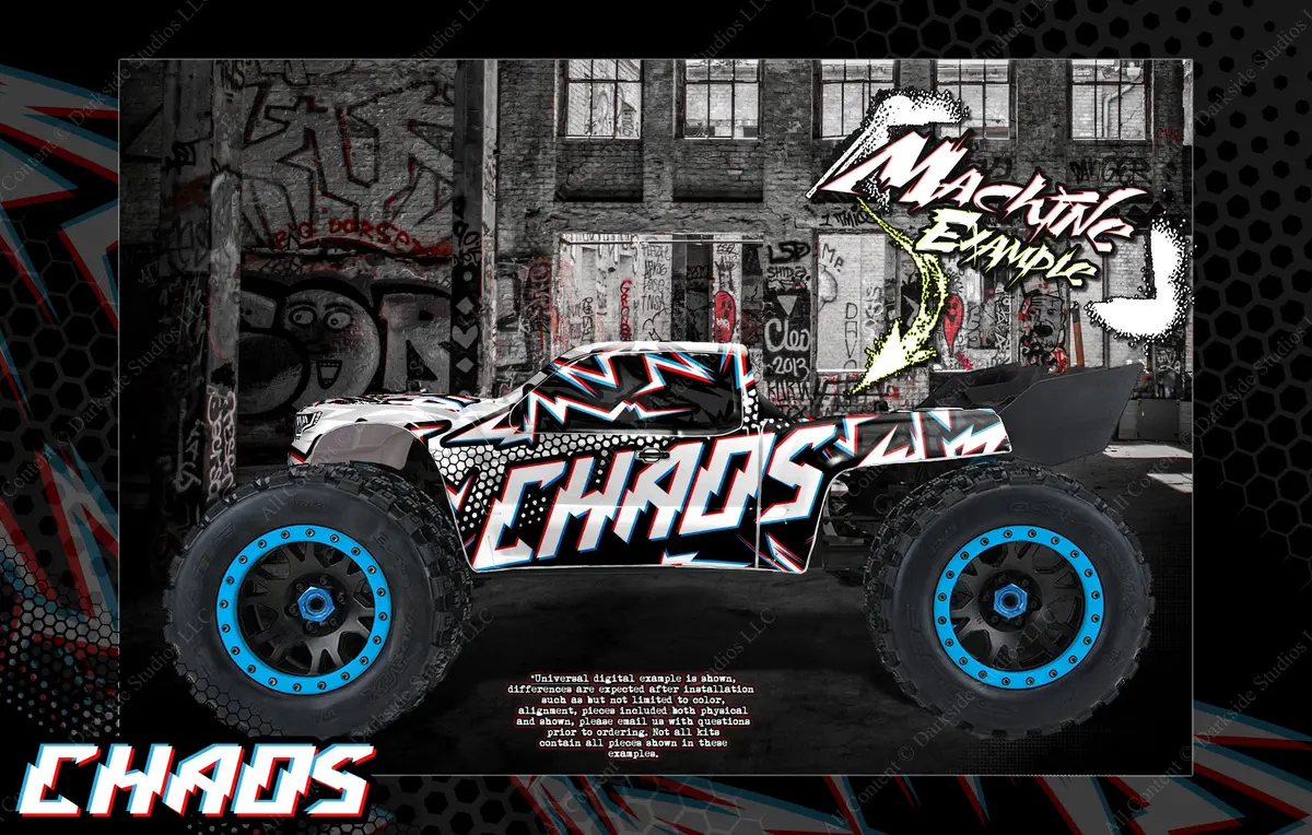 'Chaos' Graphics Wrap Decal Kit Fits Arrma Kraton 8S / 6S For Pro-Line Brute Bash Unbreakable Body 1