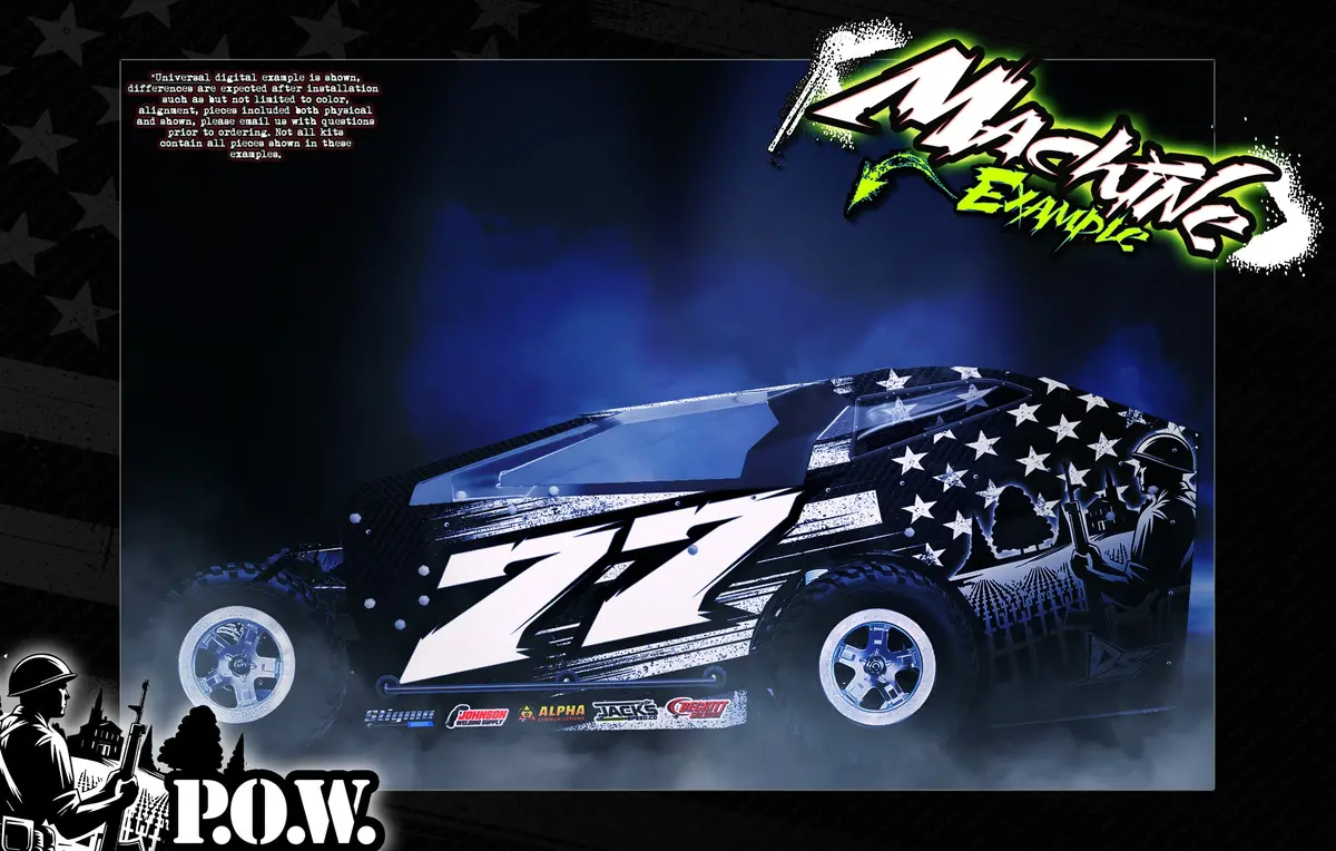 'Pow' Themed Graphics Wrap Kit Fits Kipps Rc Bodies® | Edm | Imca | Mudboss | Short Course Modified 1