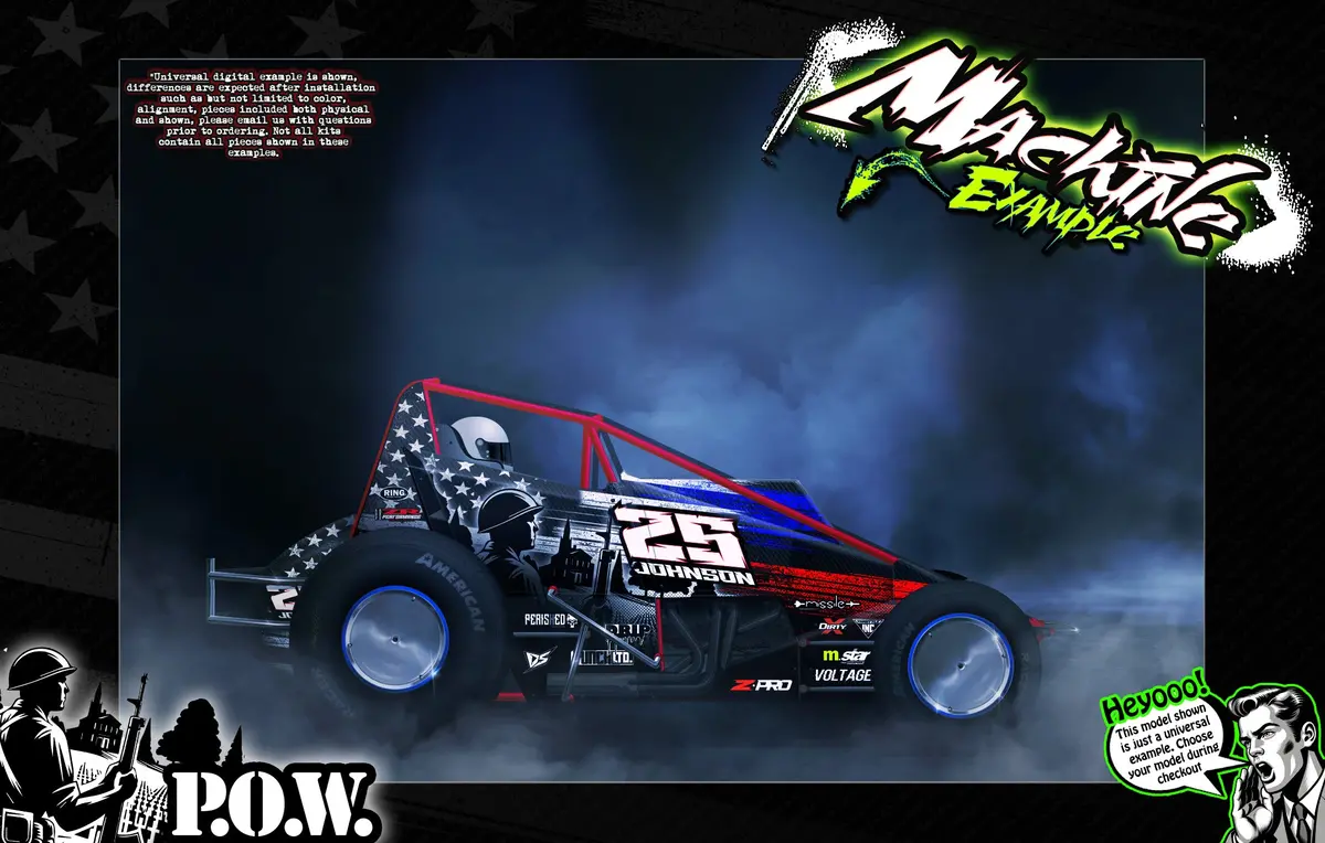 'Pow' Customizable Graphics Wrap Skin Kit For Crd Impulse Ae Midget 1