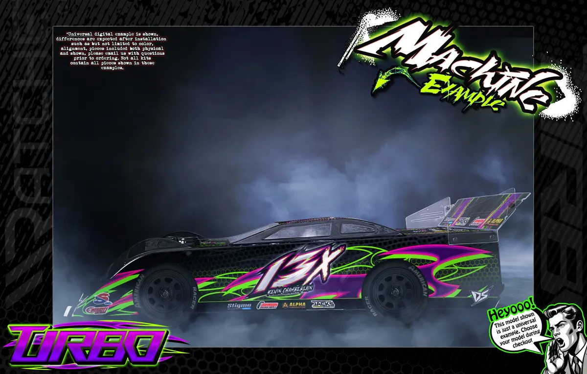 'Turbo' Customizable Wrap Skin Graphics Fits Jconcepts L8 Night, Monte Carlo, L8d Decked, Sr10 Chevy Camaro 1