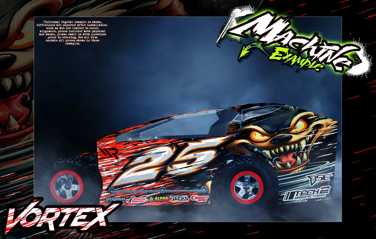 'Vortex' Customizable Decal Skin Kit Fits Salvas Mudboss / Se2 Sprint Lexan Body For Traxxas Slash Dirt Oval Short Course Racing 1