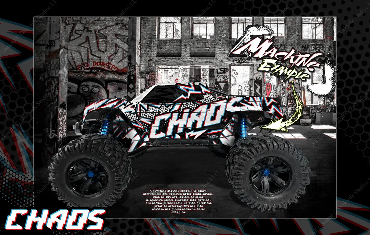 'Chaos' Graphics Wrap Fits Traxxas X-Maxx Proline Ford Raptor, Chevy Silverado, Brute Bash & Stock Body 1