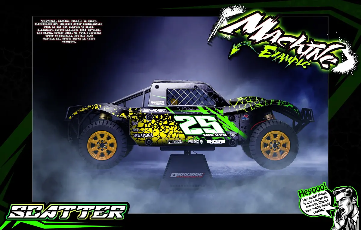 'Scatter' Themed Graphics Kit Fits 30° North Big Flex Body | Losi® 5Ive-T | King Motor | Rovan 1