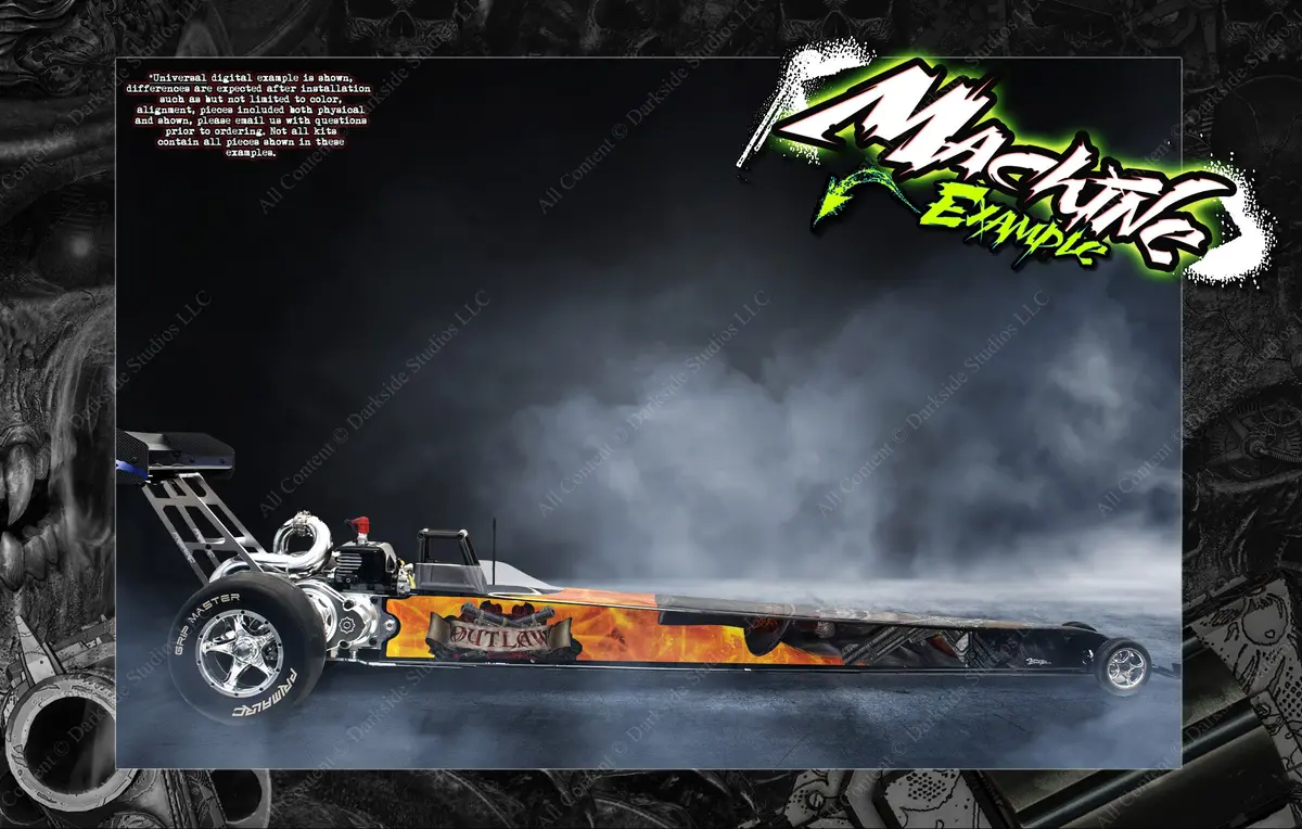 'The Outlaw' Graphics Skin Hop Up Wrap Fits Primal Rc Quicksilver Lexan Body Dragster Wrap 1
