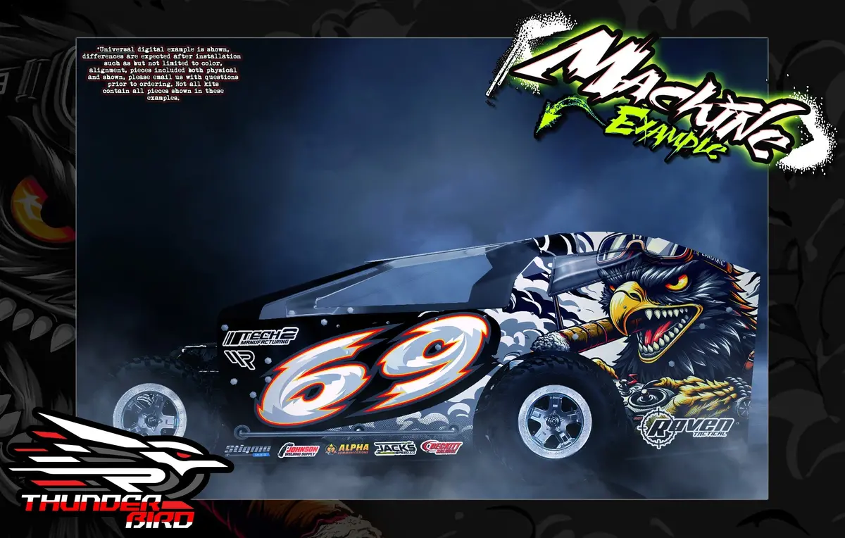 'Thunderbird' Customizable Wrap Decal Skin Kit Fits Phoenix Performance Rc Mudboss Lexan Body 1