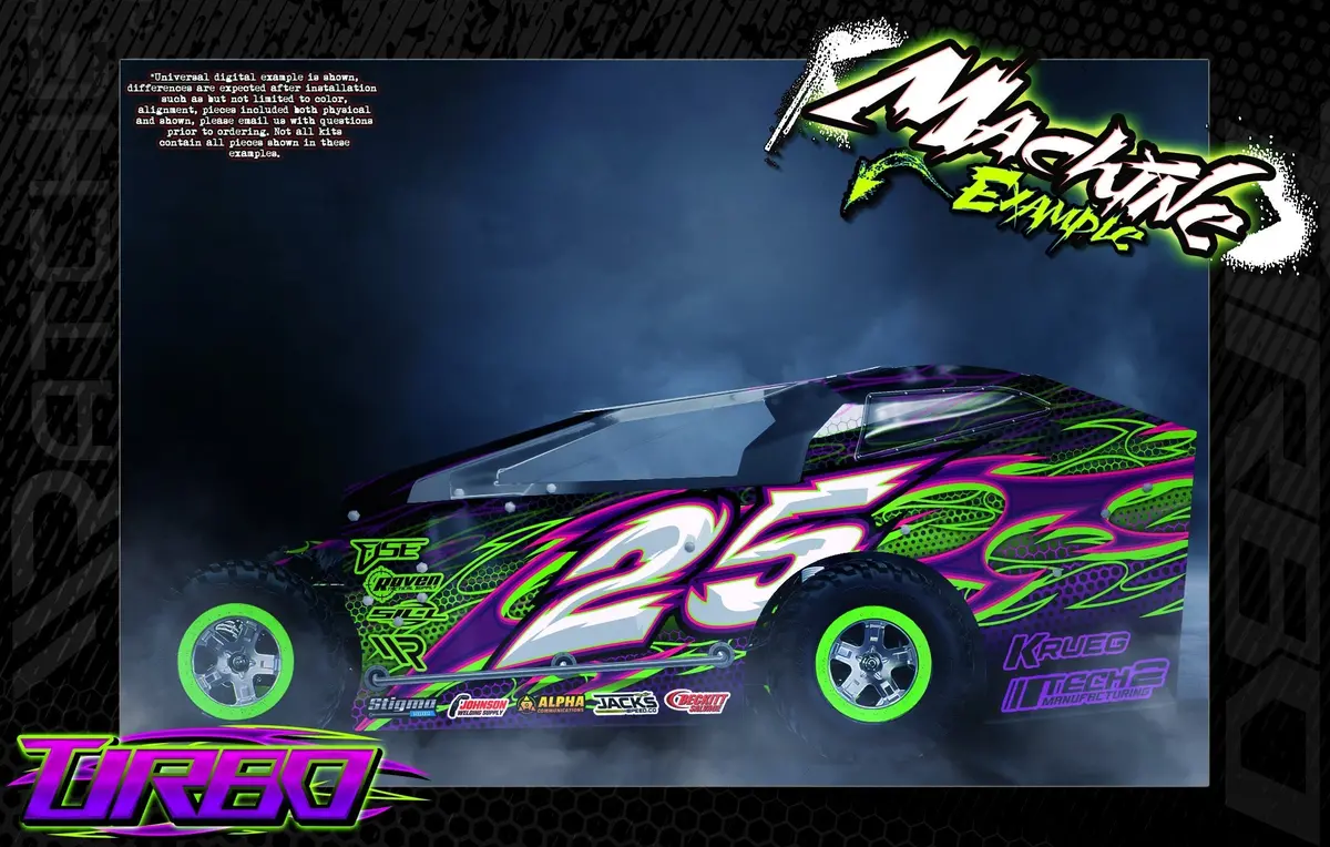 'Turbo' Themed Wrap Fits Jbody Rc® | Crate Late Model | Mini Mudboss | Mudboss 1