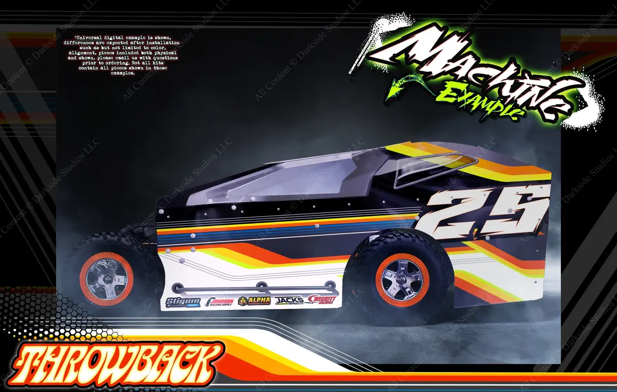 'Throwback' Customizable Decal Skin Kit Graphics Fits Salvas Mudboss / Se2 Sprint Lexan Body On Traxxas Slash 1