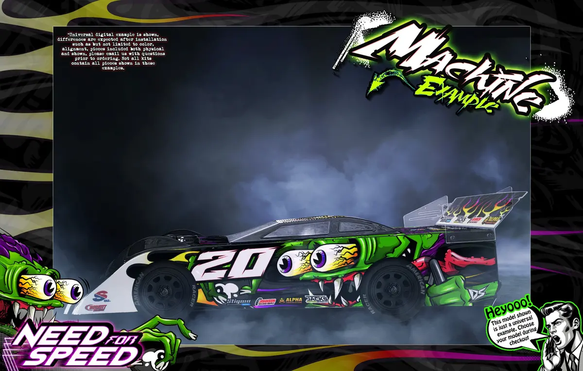 'Need For Speed' Themed Wrap Fits Shark Rc® 1/10 Street Stock | Attack | Bull Shark | Crazy Train | Dawg Pound | Hammerhead | Kill Shot | Knockout | Nightmare | Outcast | Smokescreen | Volunteer 1