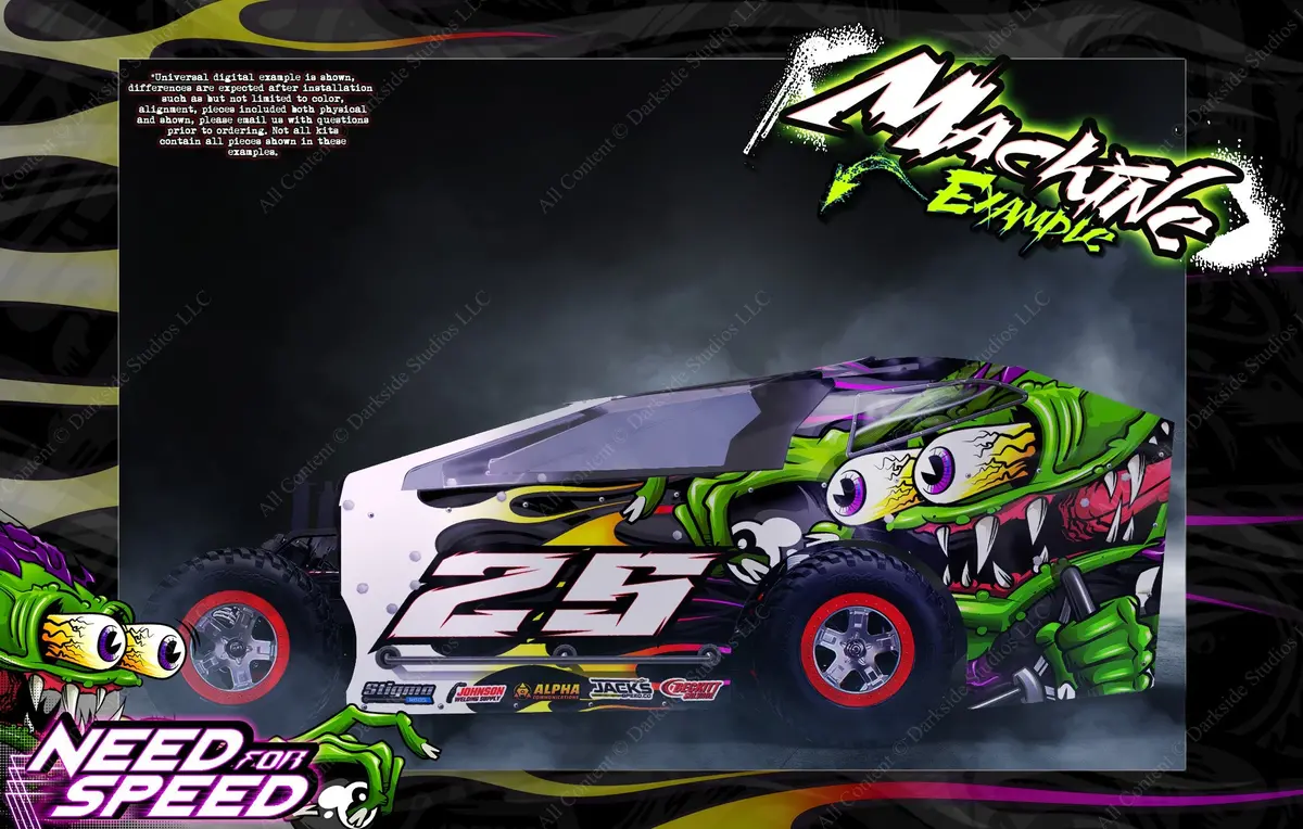 'Need For Speed' Themed Graphics Wrap Kit Fits Gt Bodies® | Bandit | Hackfab Edm | Late Model | Mudboss | Sprint 1