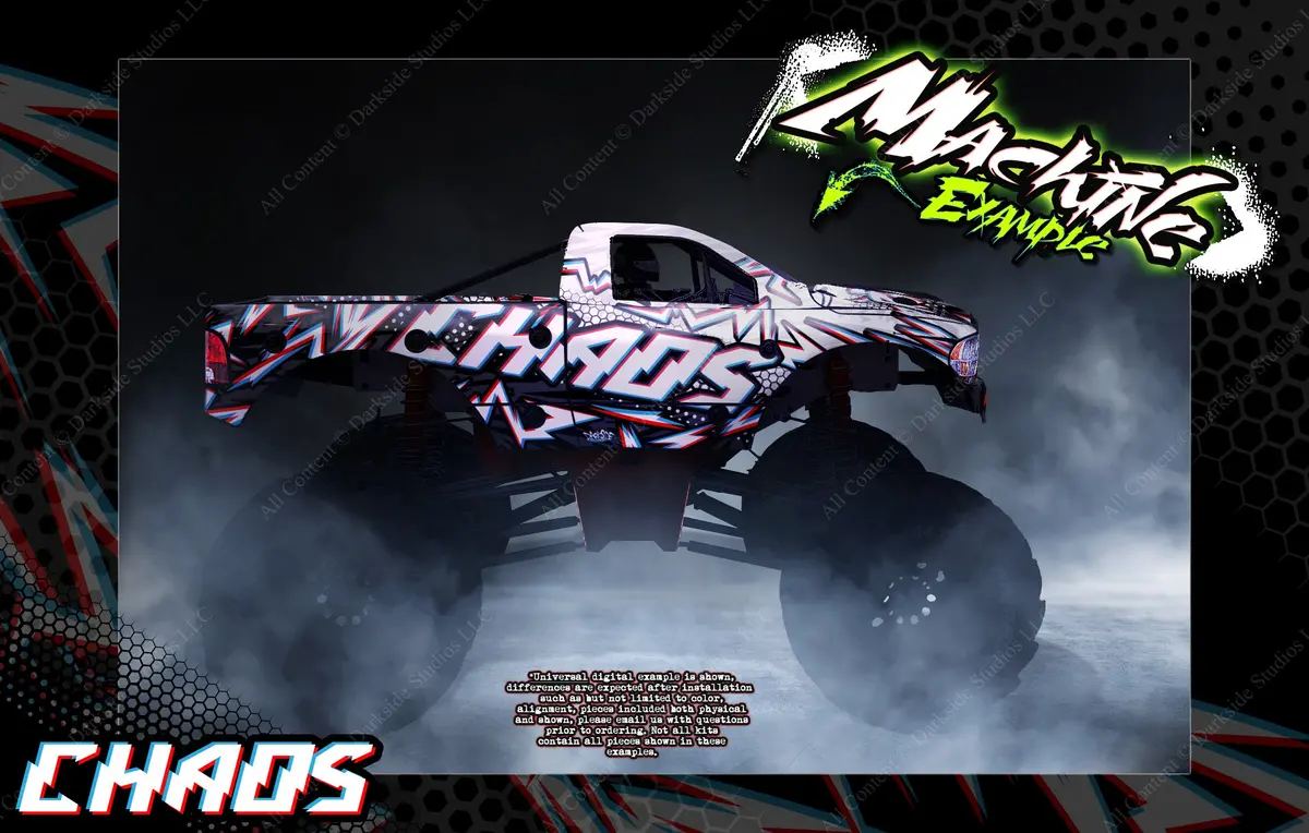 'Chaos' Graphics Wrap Kit Fits Primal Rc Raminator Monster Truck Hop-Up Decal Kit 1