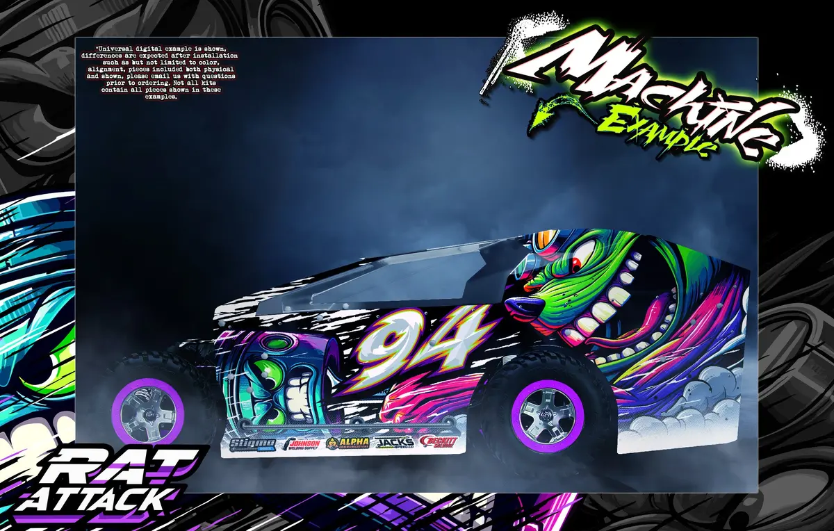 'Rat Attack' Themed Graphics Wrap Kit Fits Kipps Rc Bodies® | Edm | Imca | Mudboss | Short Course Modified 1