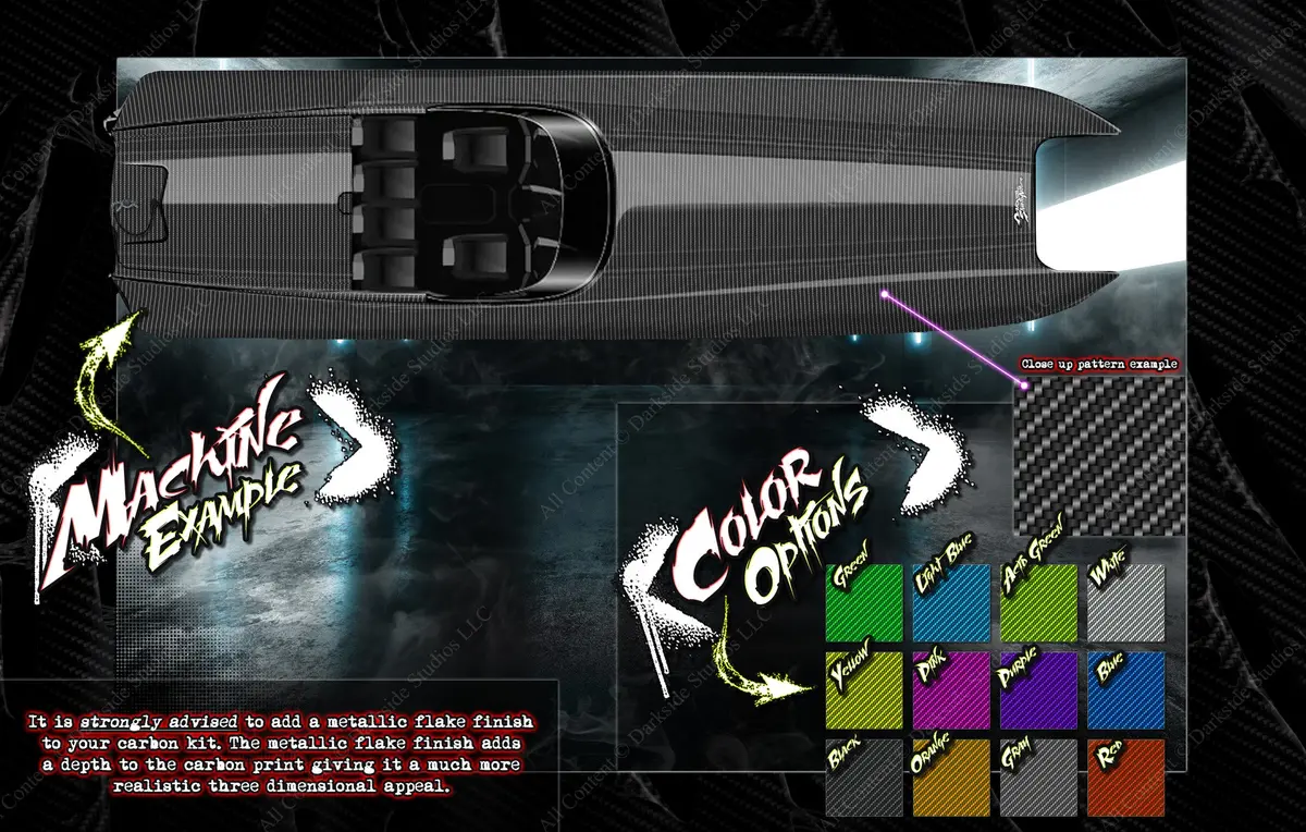 'Carbon Fiber' Printed Custom Hop-Up Boat Wrap Graphics Kit Fits Traxxas Spartan M41 Boat 1