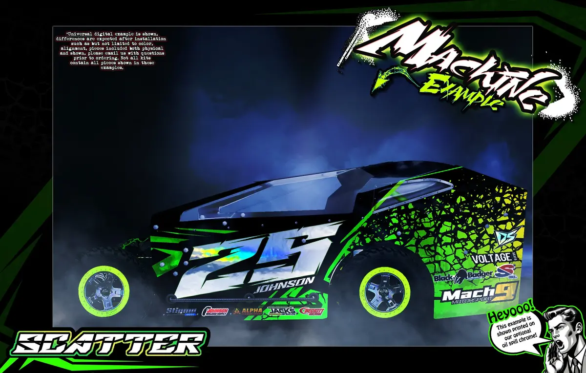 'Scatter' Themed Graphics Wrap Kit Fits Kipps Rc Bodies® | Edm | Imca | Mudboss | Short Course Modified 1