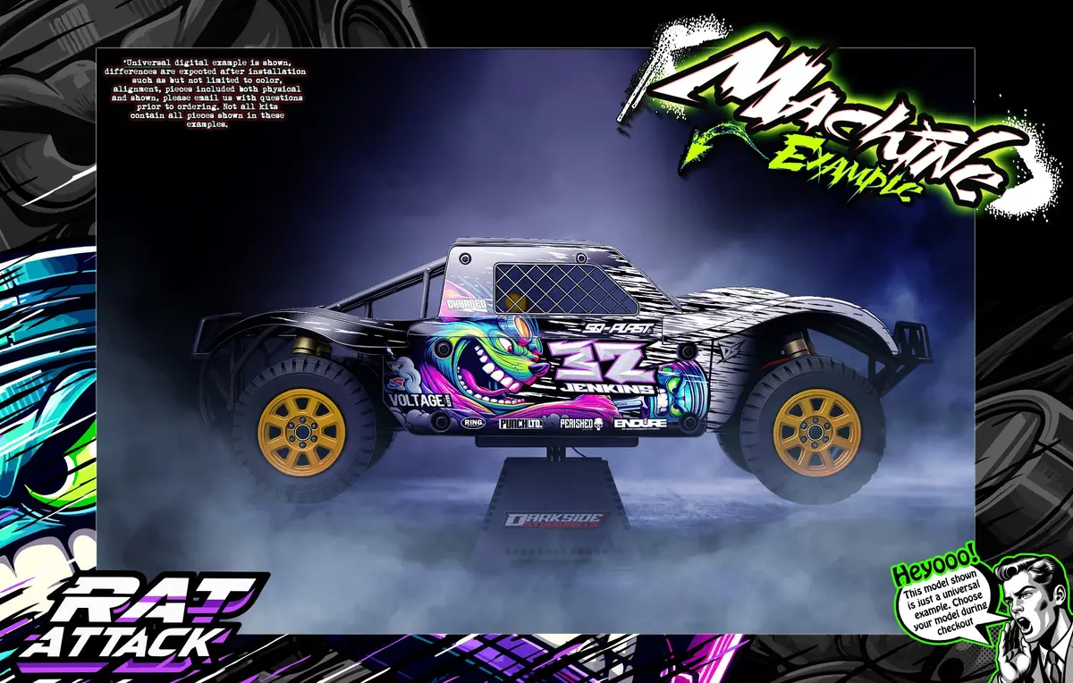 'Rat Attack' Themed Graphics Kit Fits 30° North Big Flex Body | Losi® 5Ive-T | King Motor | Rovan 1