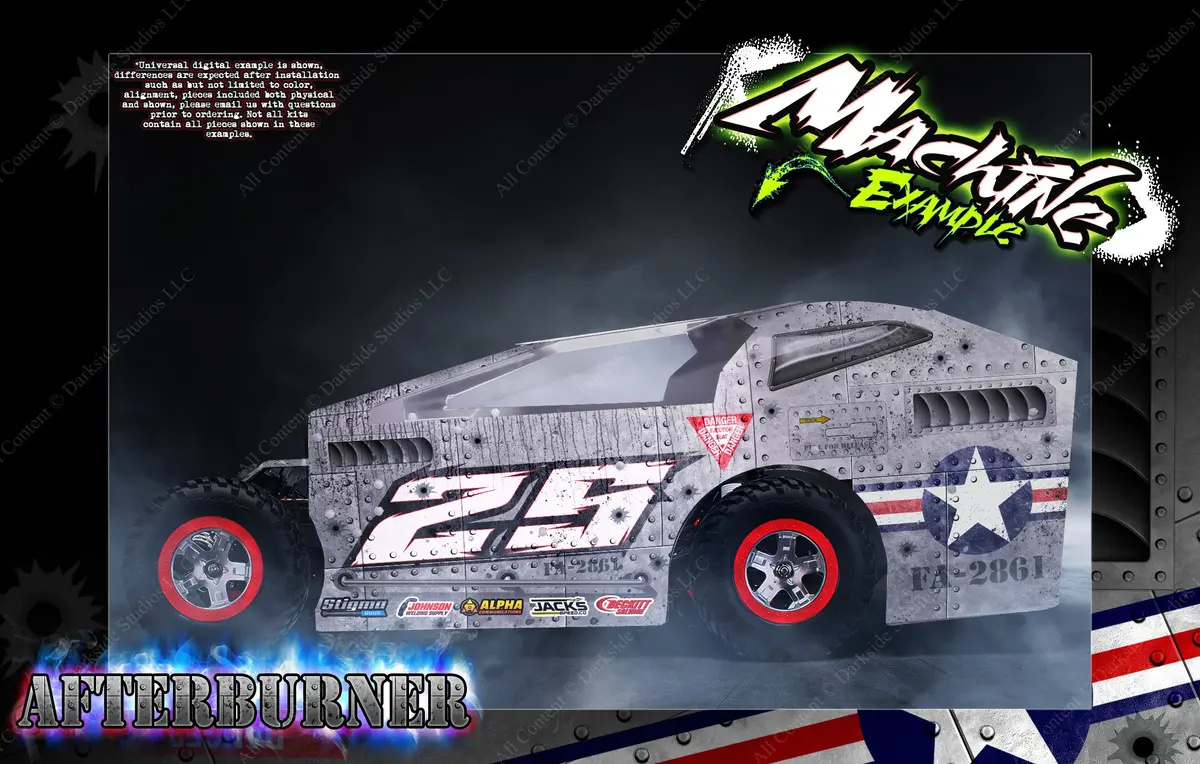 'Afterburner' Customizable Decal Skin Kit Graphics Fits Salvas Mudboss / Se2 Sprint Lexan Body On Traxxas Slash Dirt Oval 1