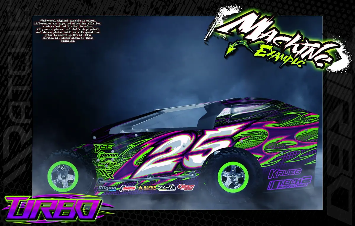 'Turbo' Themed Graphics Wrap Kit Fits Kipps Rc Bodies® | Edm | Imca | Mudboss | Short Course Modified 1